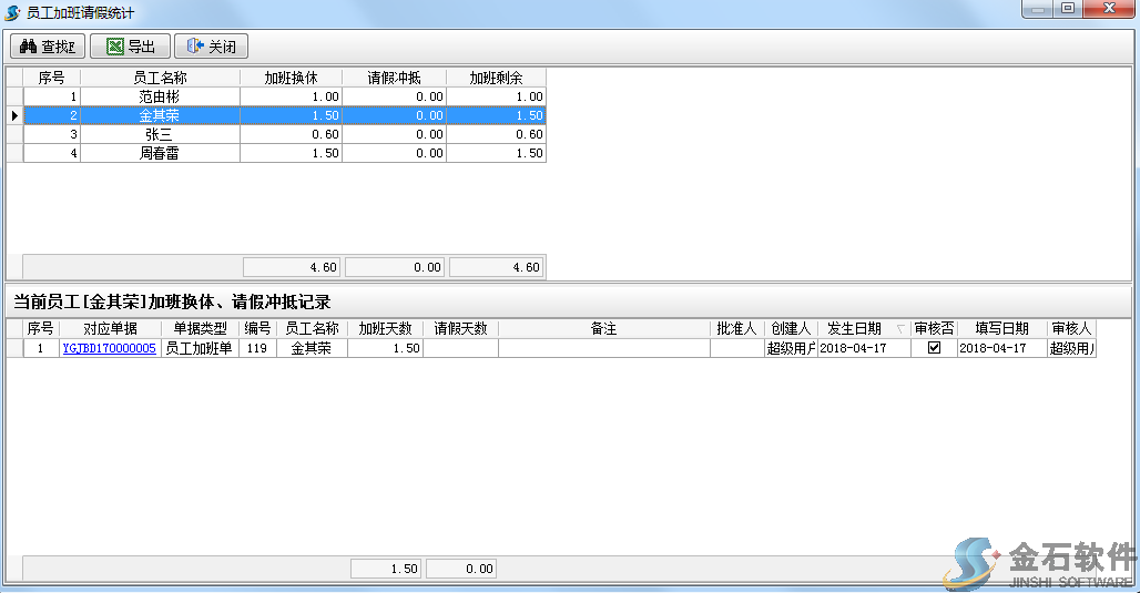 加班統(tǒng)計(jì)